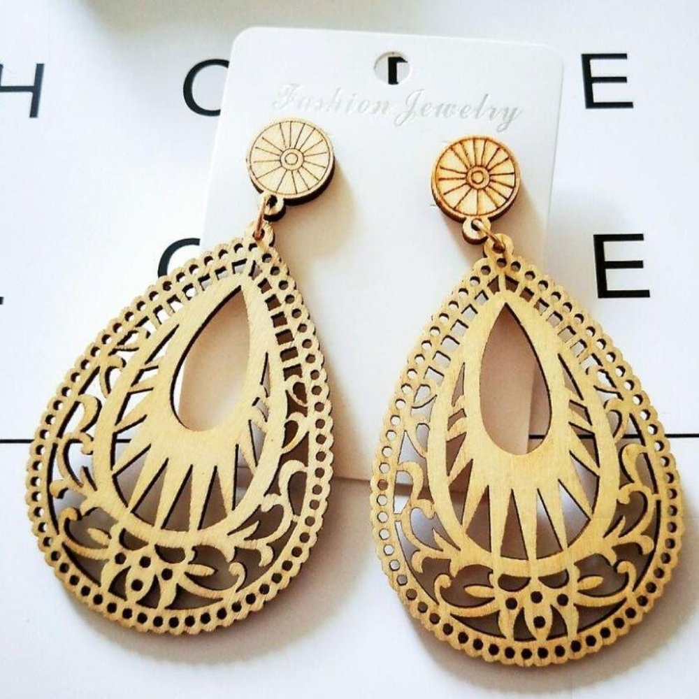 3/$15 - Wood Earrings – Brown Light
